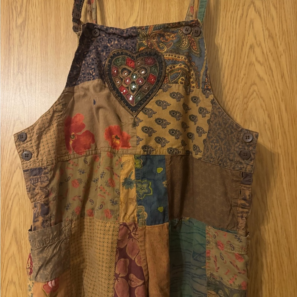 Patchwork overalls with Heart Detail - image 2